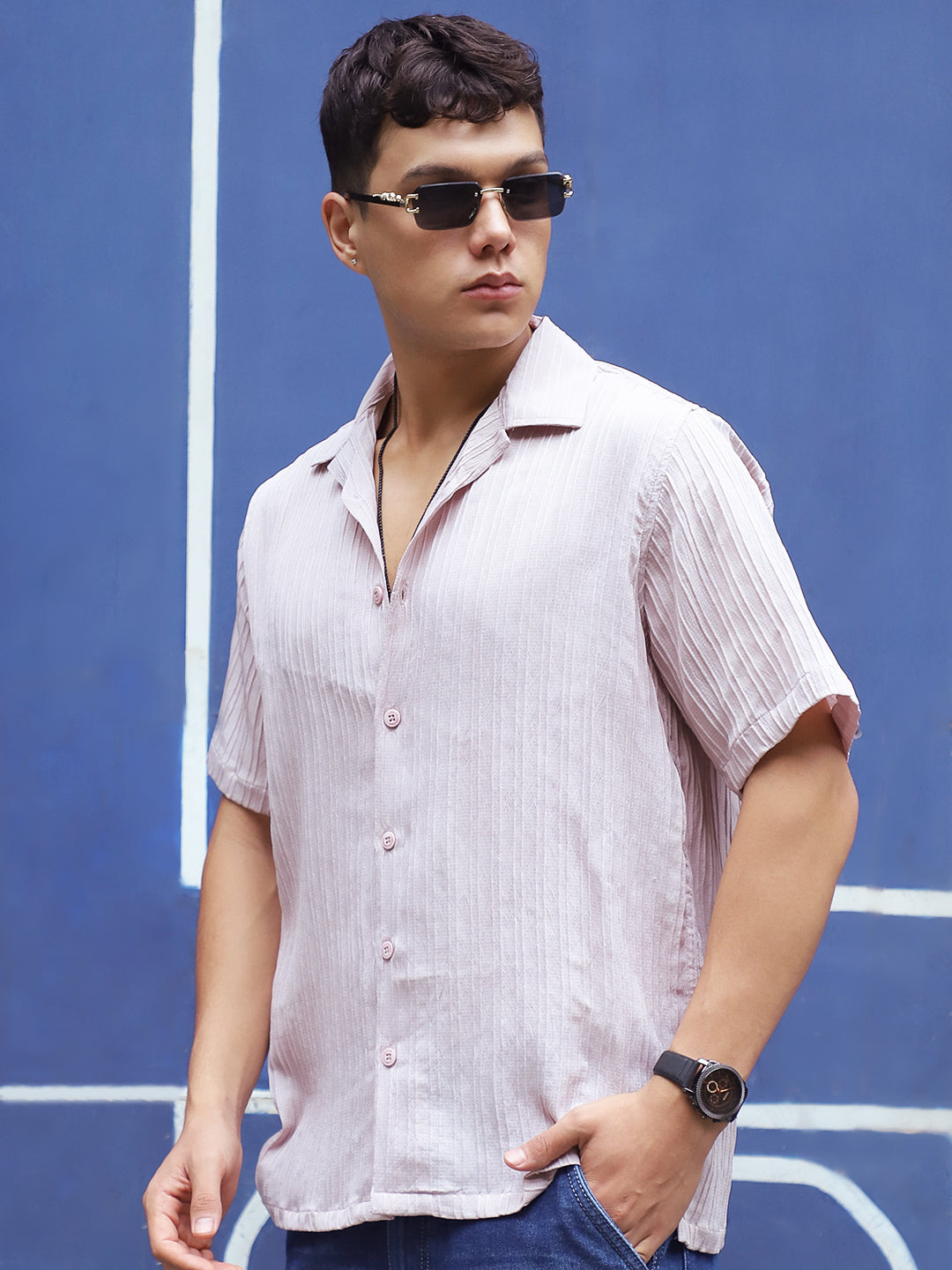 Lush Light Peach Half Sleeve Shirt