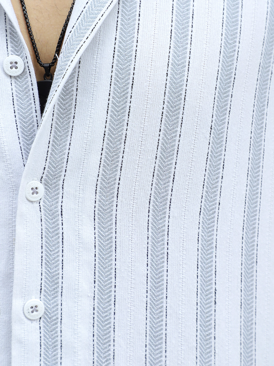 Monsoon Mood Grey Stripe Half Sleeve Shirt