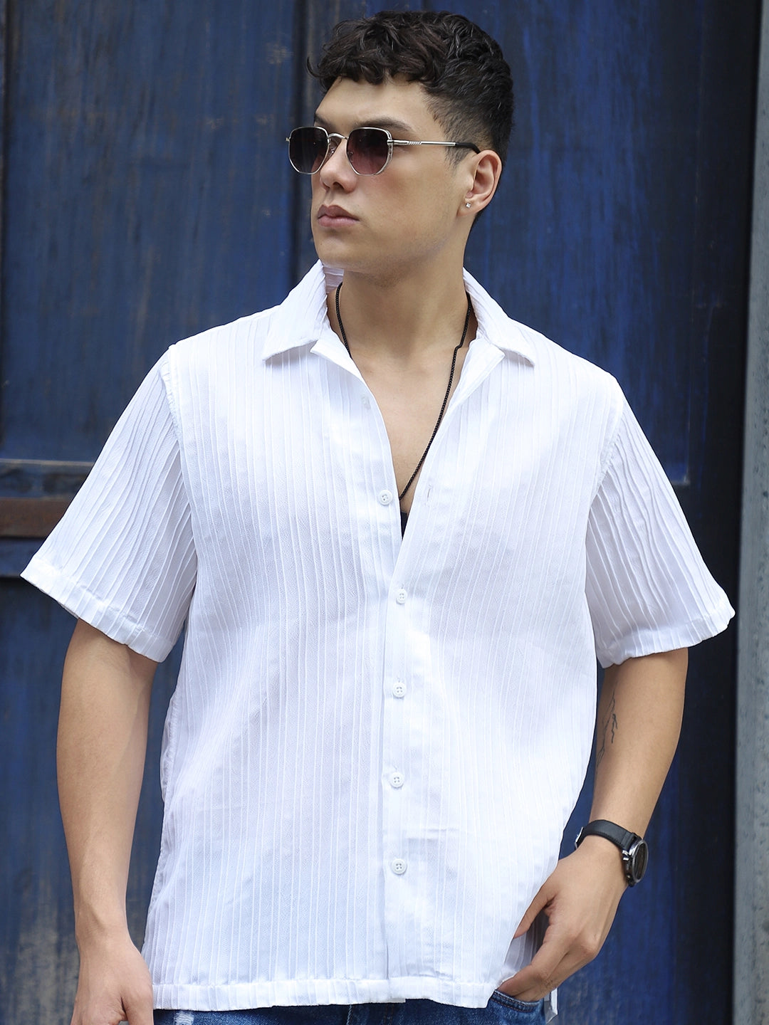 Lush White Half Sleeve Shirt