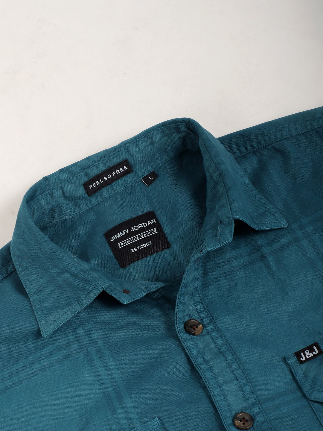 Scarlet Draying Washed Teal Check Full Sleeve Shirt
