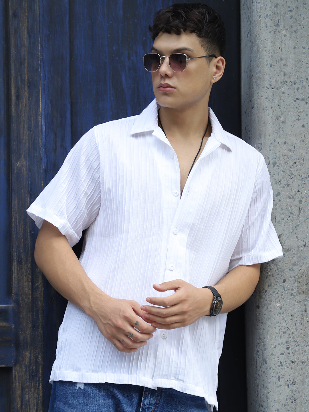 Lush White Half Sleeve Shirt
