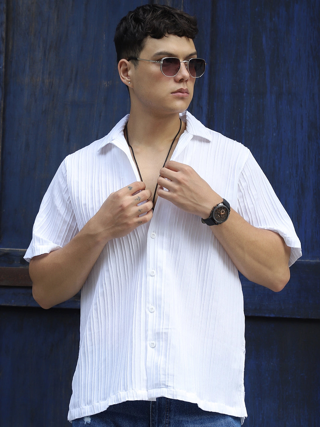 Lush White Half Sleeve Shirt