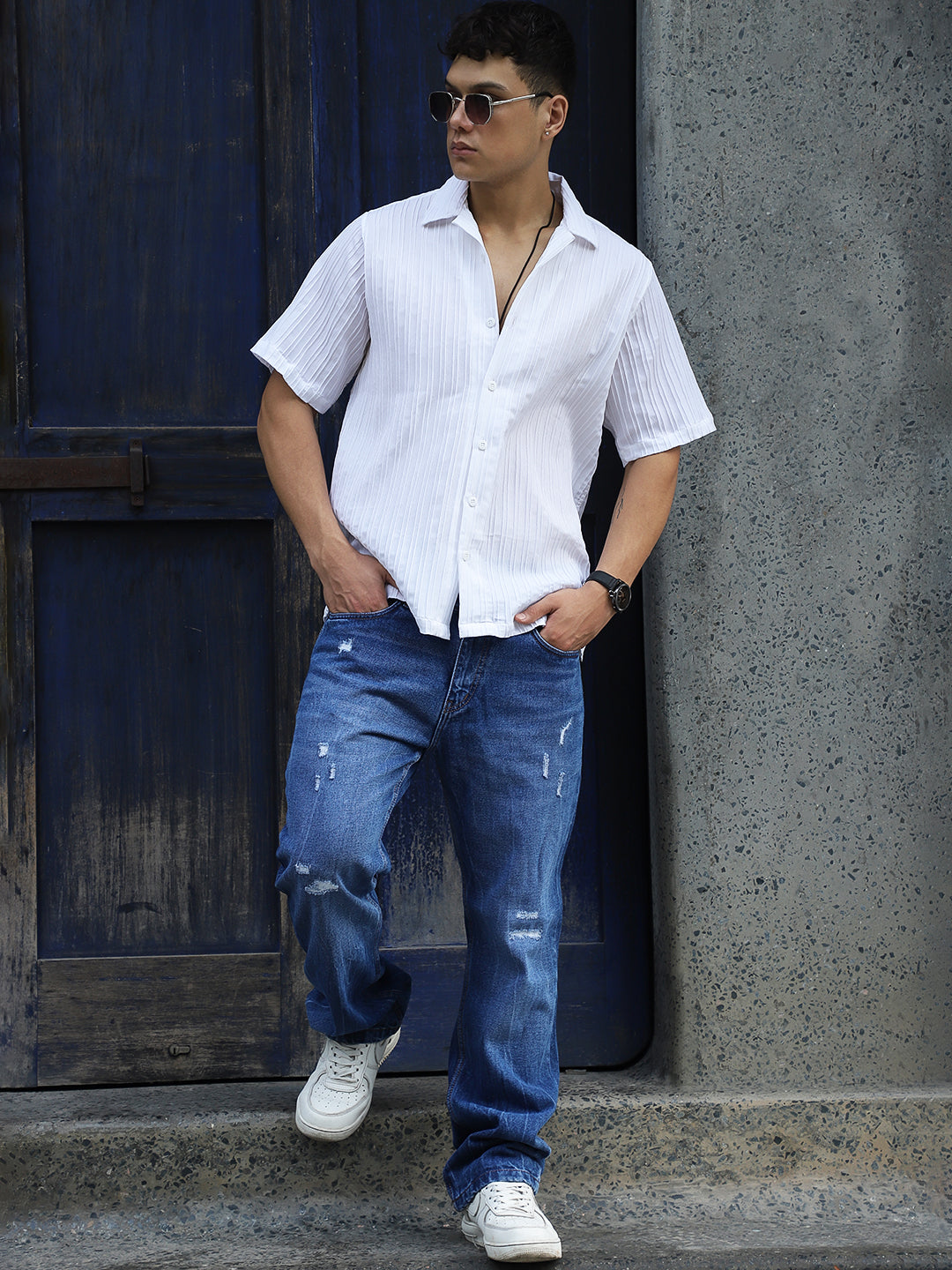 Lush White Half Sleeve Shirt