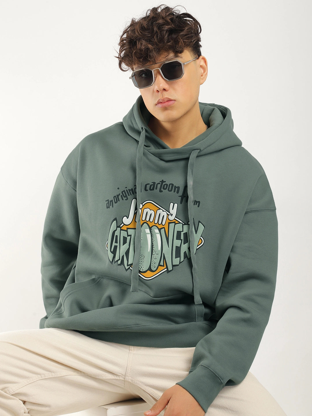 Olive Oversized Hoodie Men