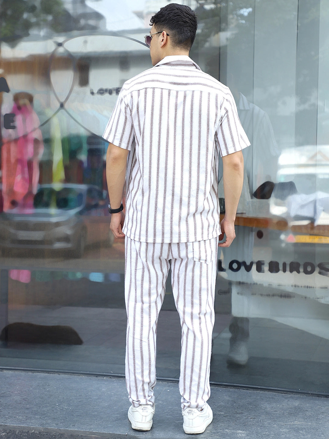 Parallel Mood Linen Brown Stripe Co Ord Set