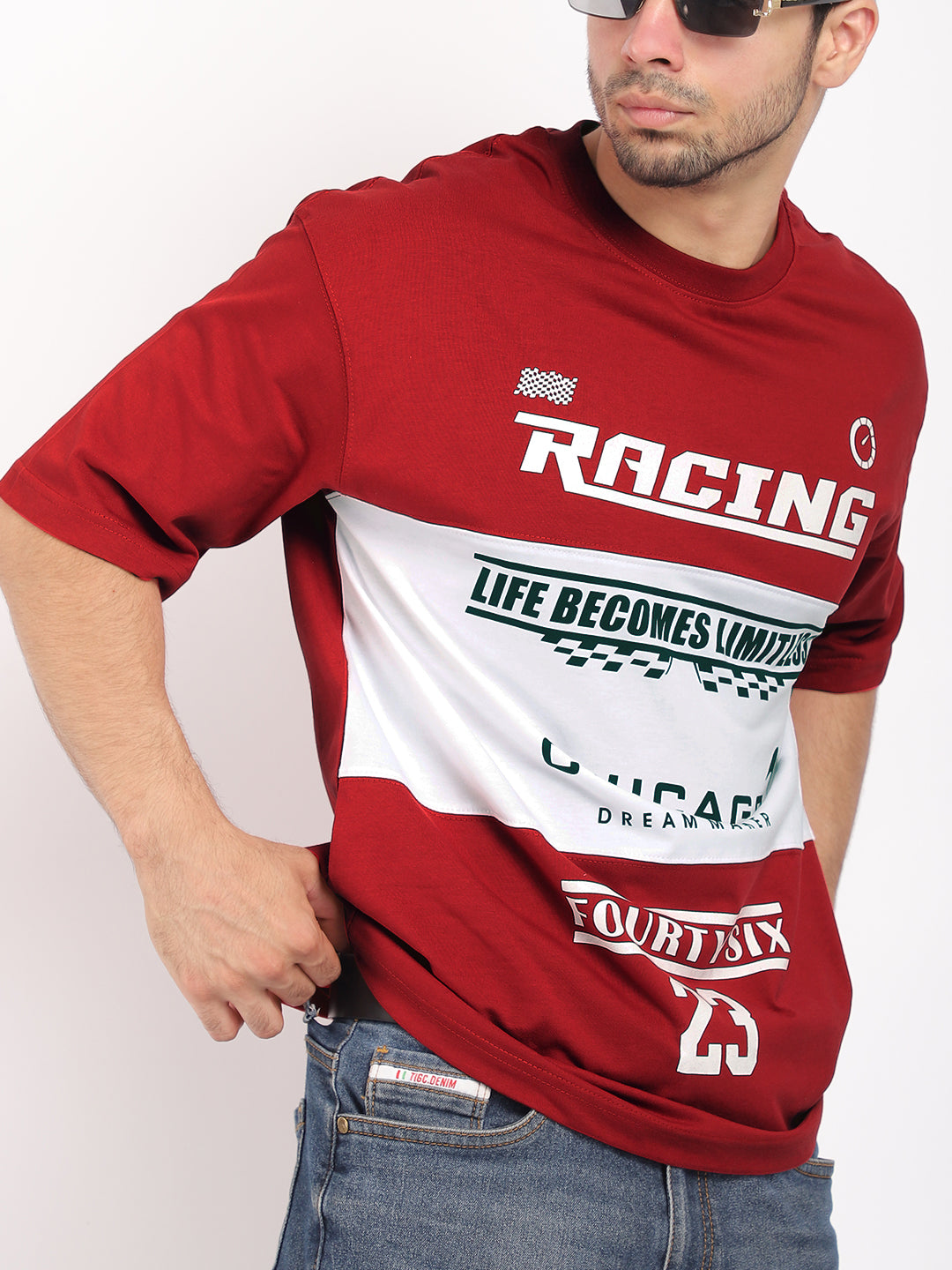 Adrenaline Rush Red Oversized T-Shirt