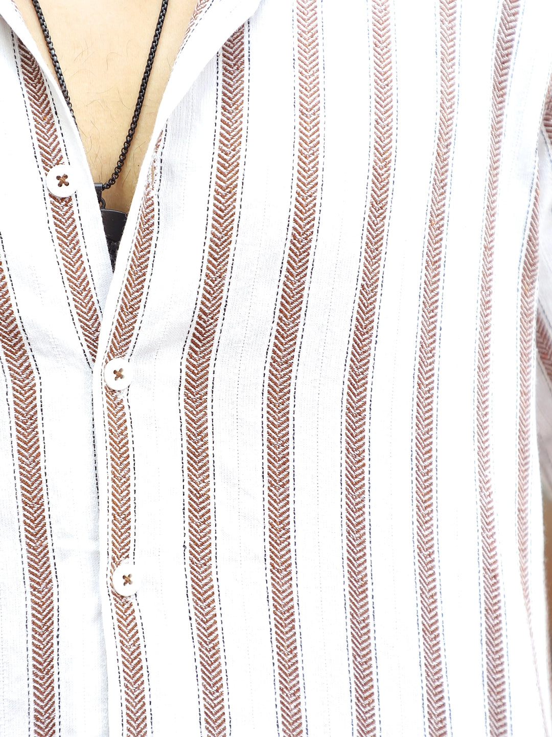 Monsoon Mood Brown Stripe Half Sleeve Shirt