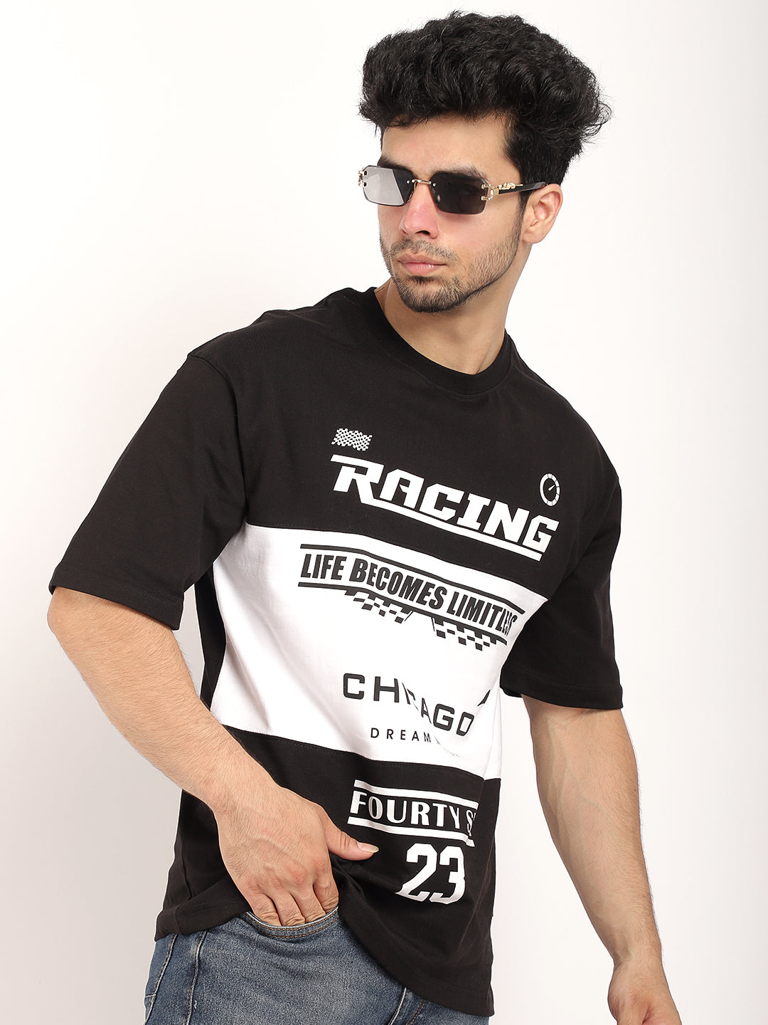 Adrenaline Rush Black Oversized T-Shirt