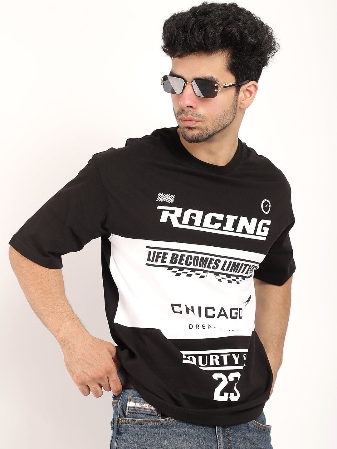Adrenaline Rush Black Oversized T-Shirt