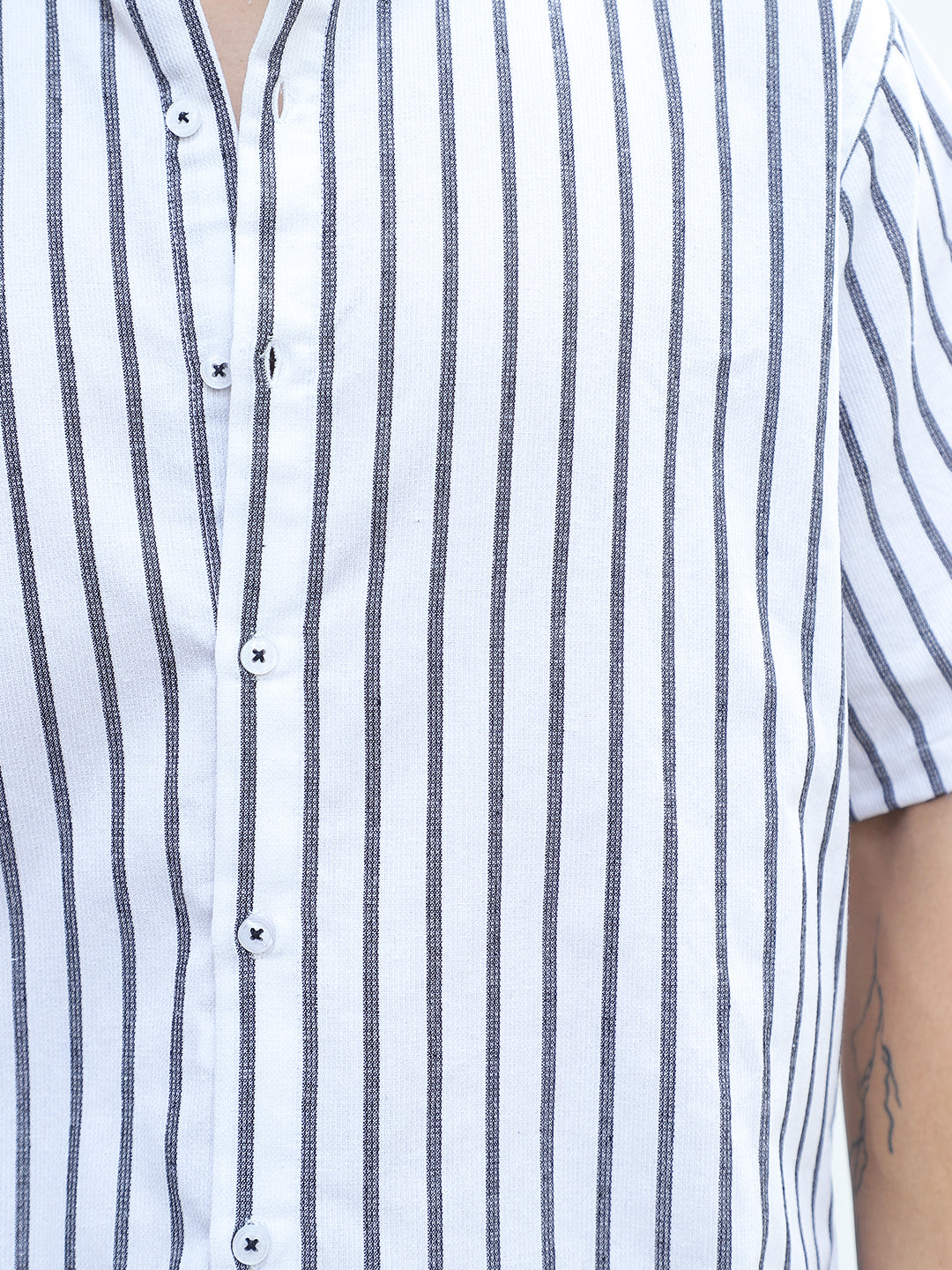 Stonehill White Half Sleeve Stripe Shirt