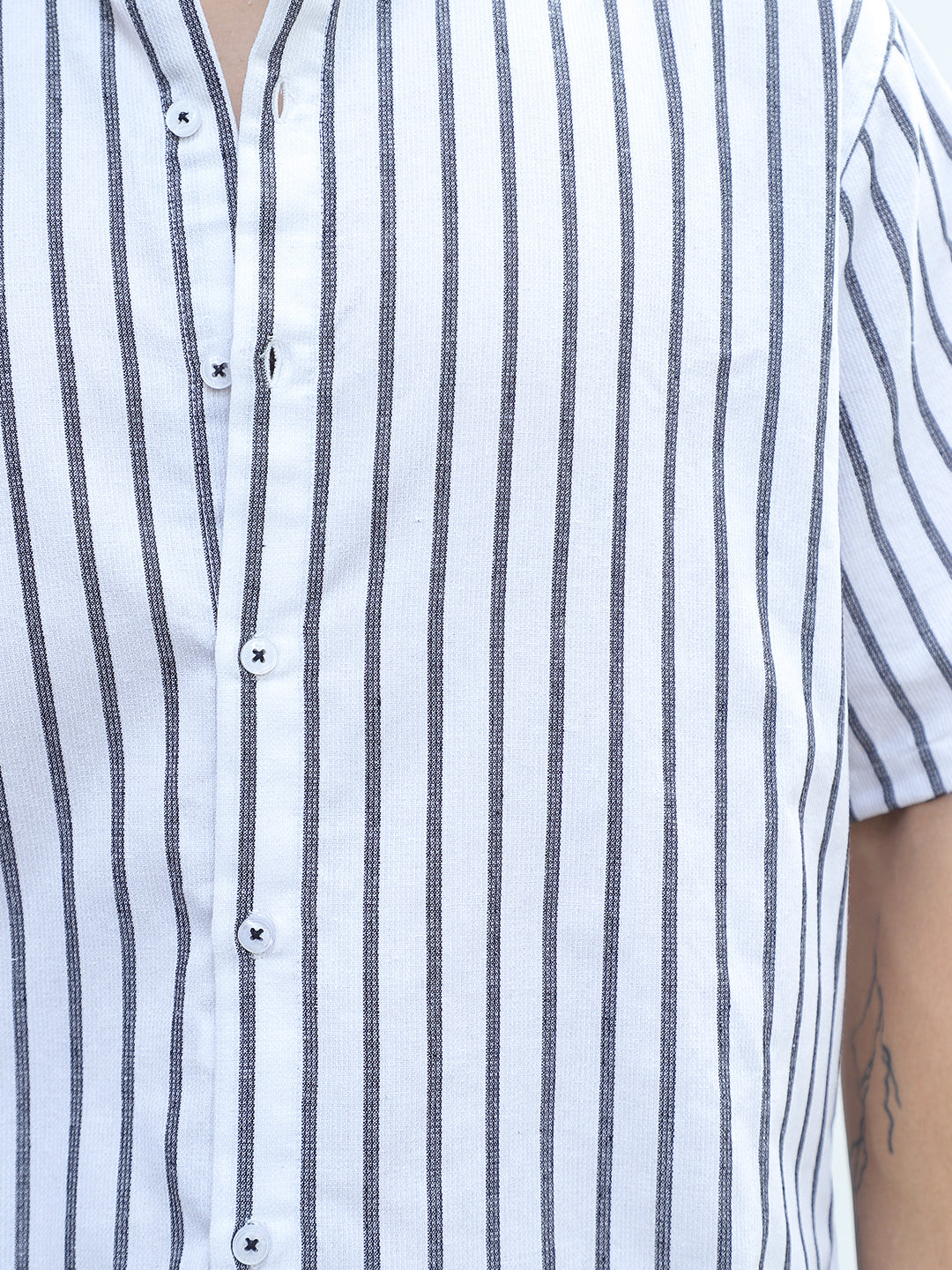 Stonehill White Half Sleeve Stripe Shirt