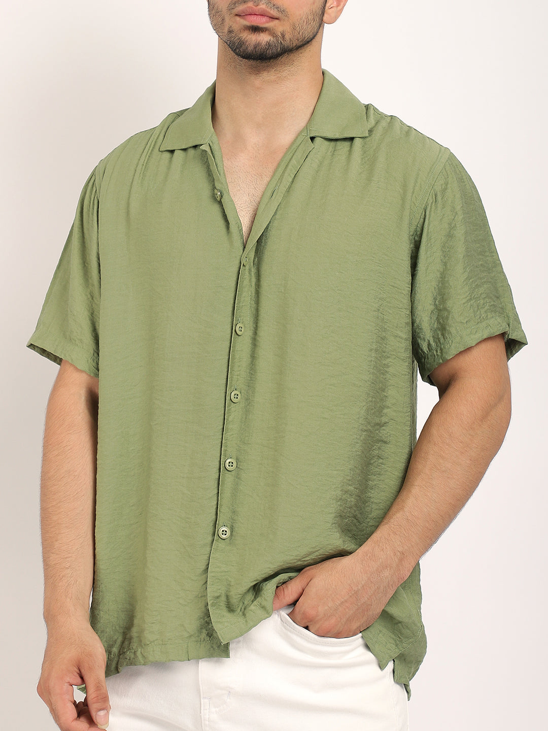 Midnight Command Grass Green Plain Shirt