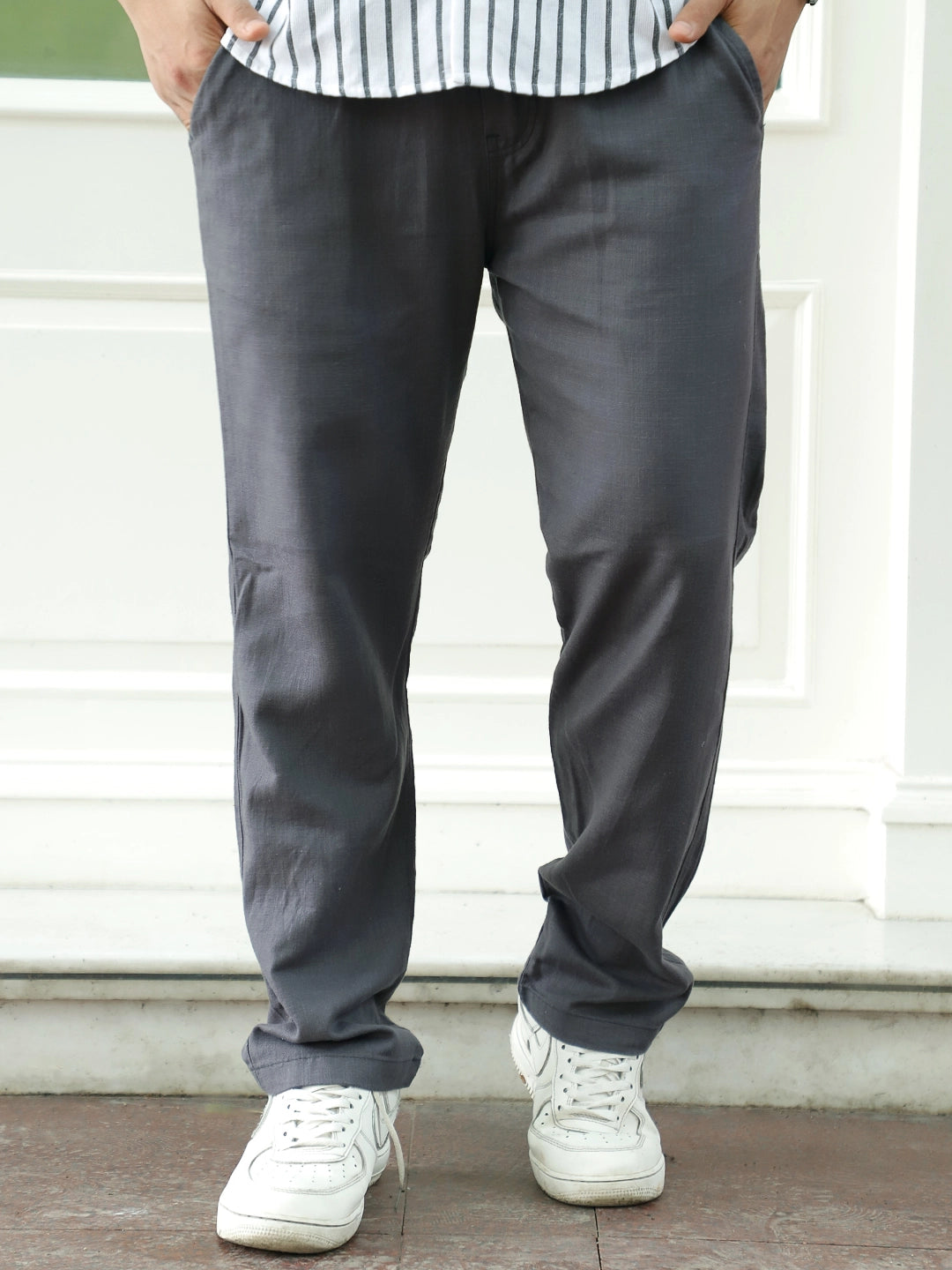 Basklin Dark Grey Cotton Trouser