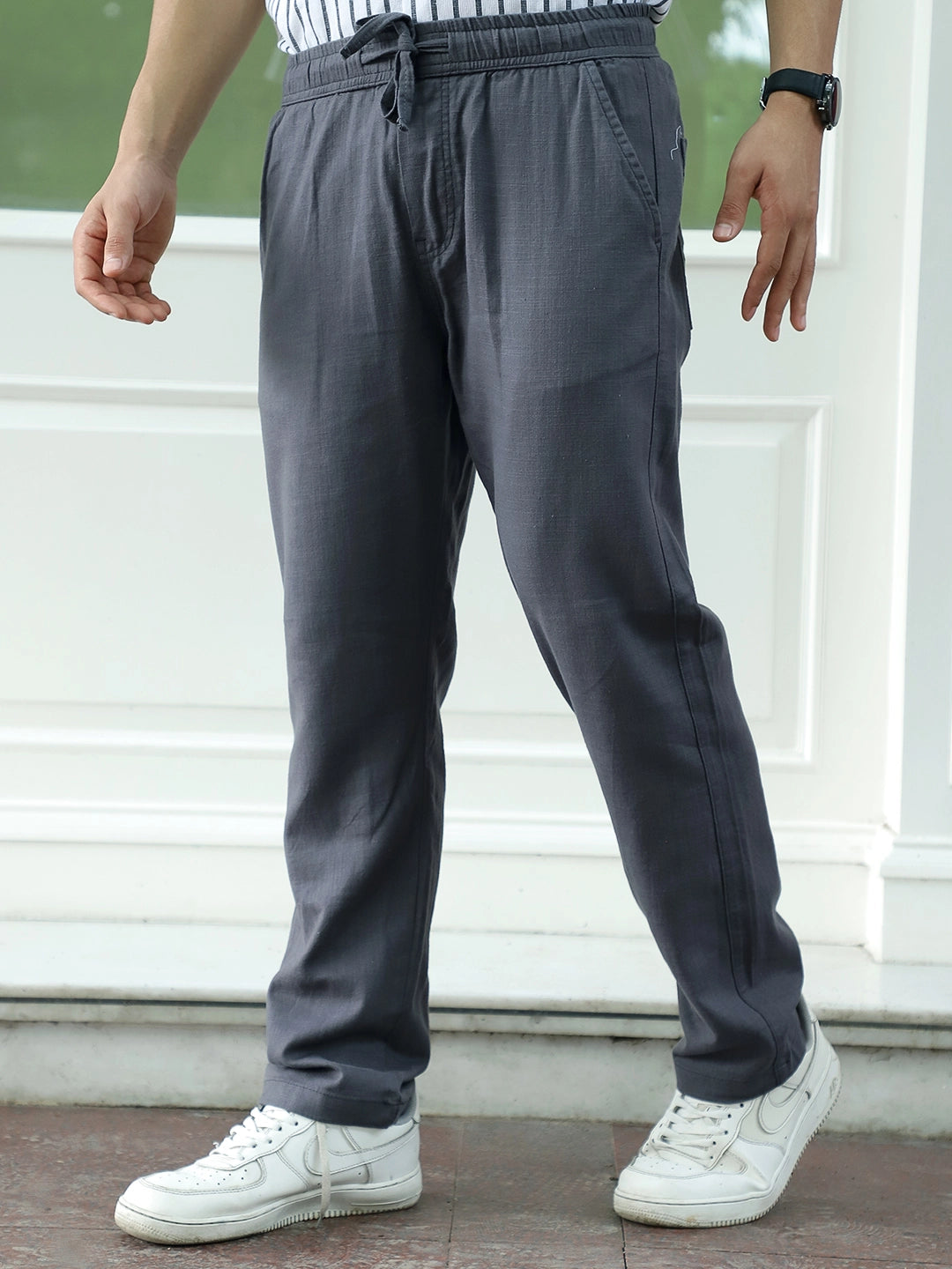 Basklin Dark Grey Cotton Trouser