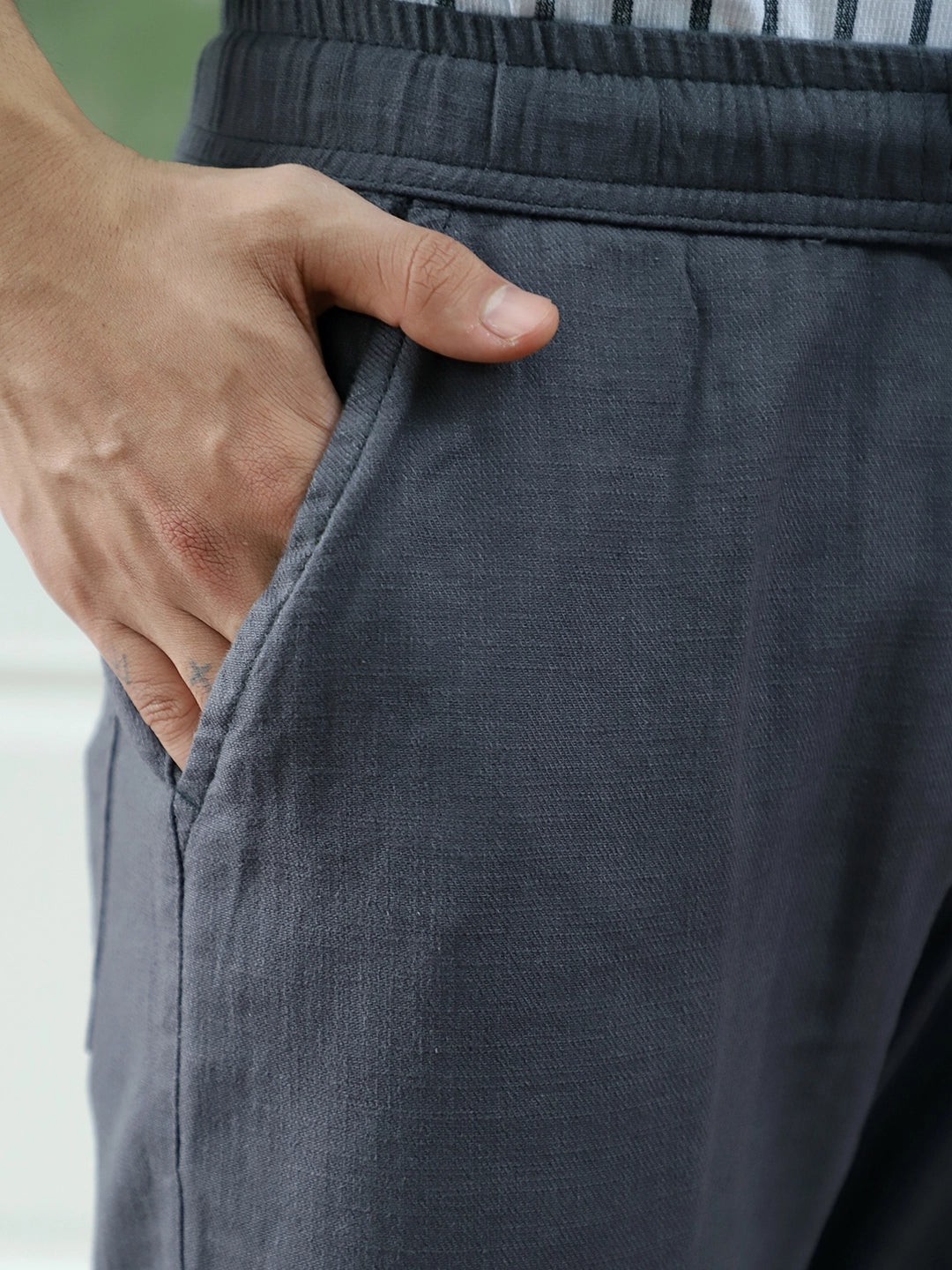 Basklin Dark Grey Cotton Trouser