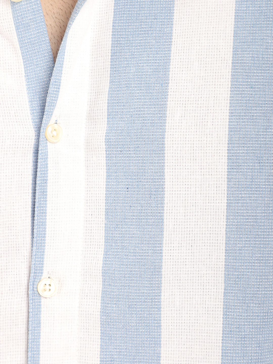 Oaken Espresso Sky Blue Stripe Linen Shirt