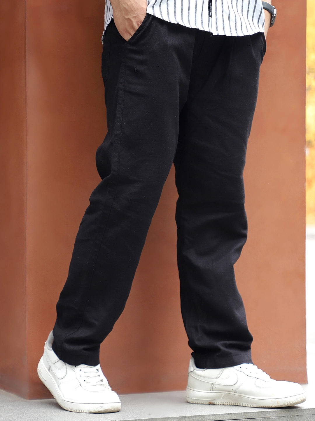 Basklin Black Cotton Trouser