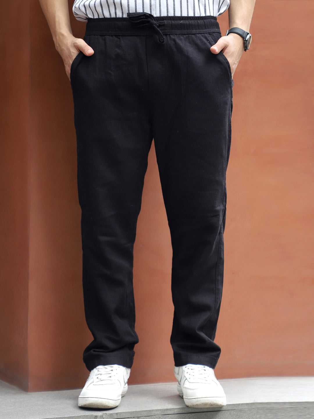 Basklin Black Cotton Trouser