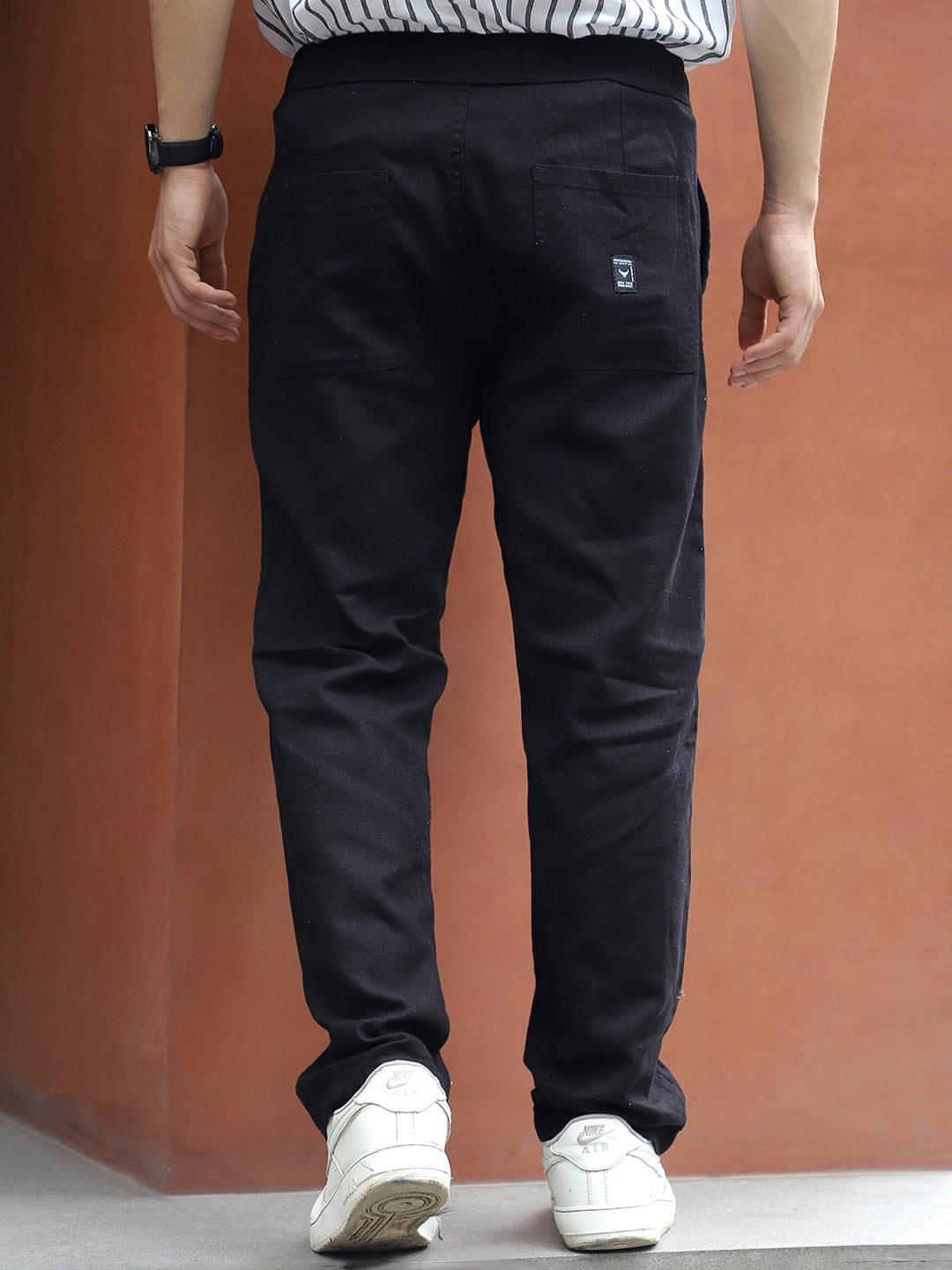 Basklin Black Cotton Trouser