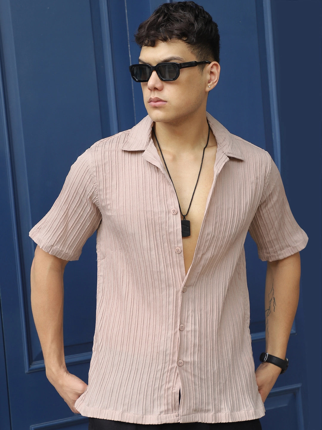 Lush Dusty Peach Half Sleeve Shirt
