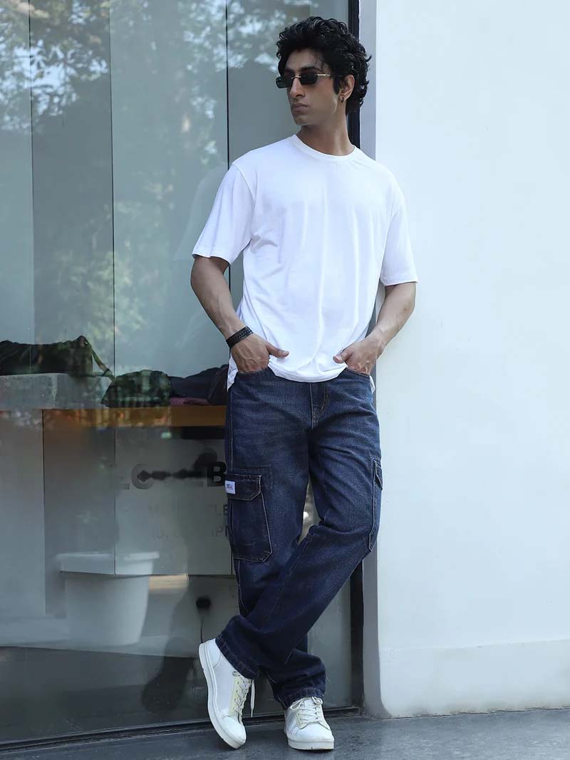 Midnight Dark Blue Denim Cargo