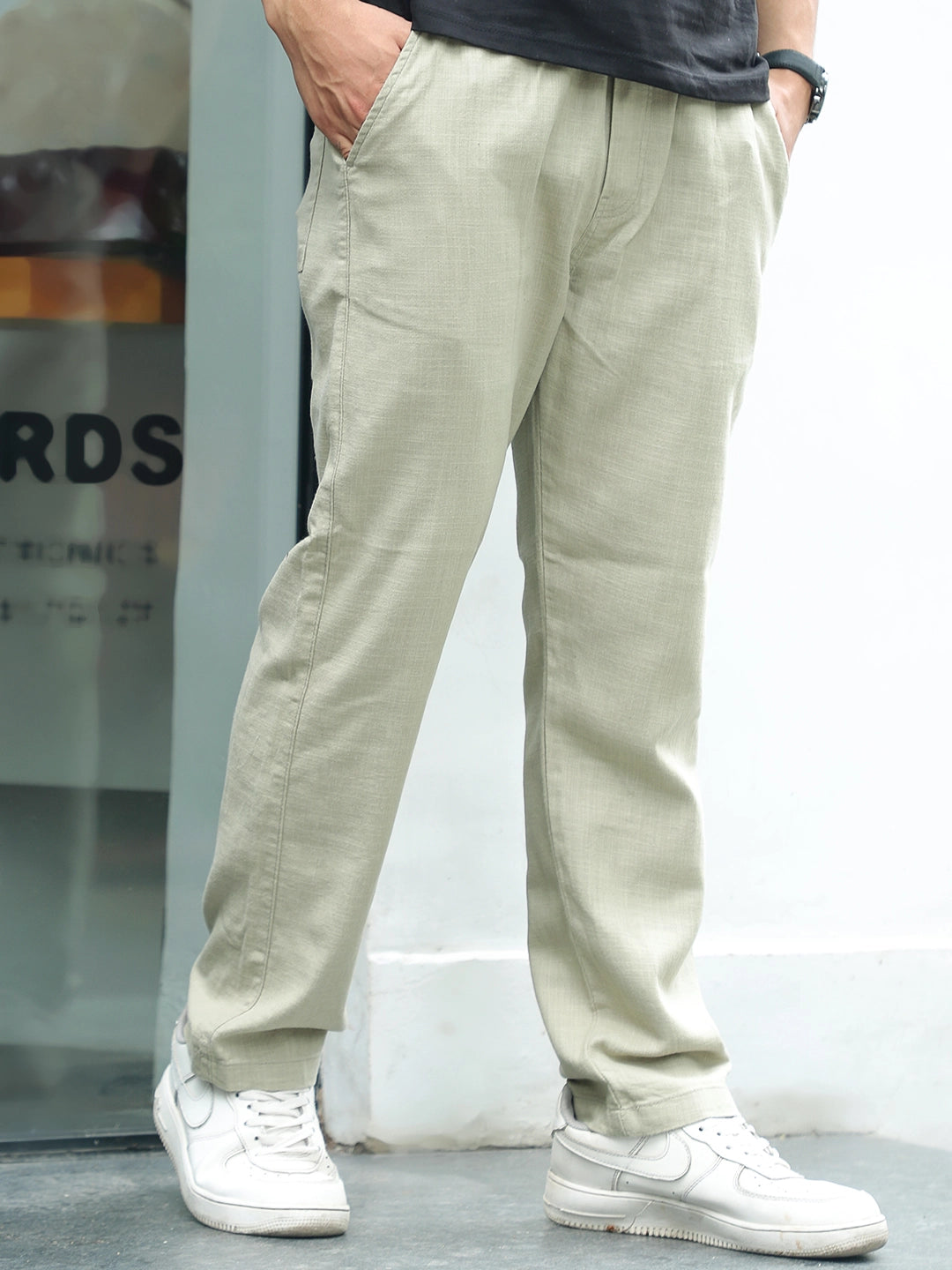 Basklin Light Olive Cotton Trouser