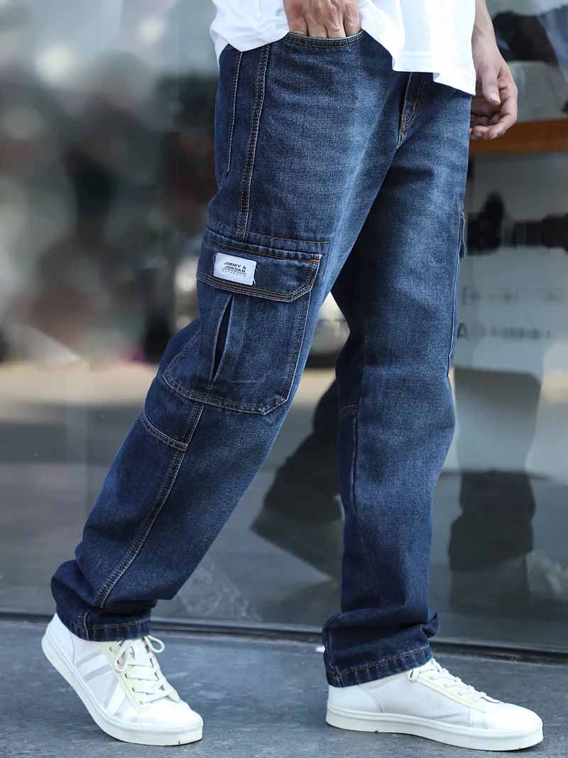 Midnight Dark Blue Denim Cargo