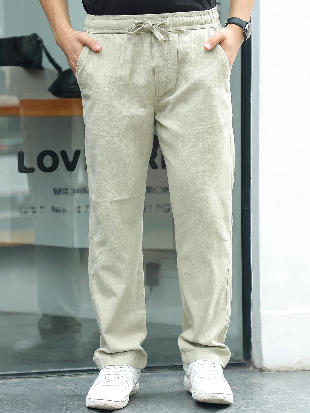 Basklin Light Olive Cotton Trouser