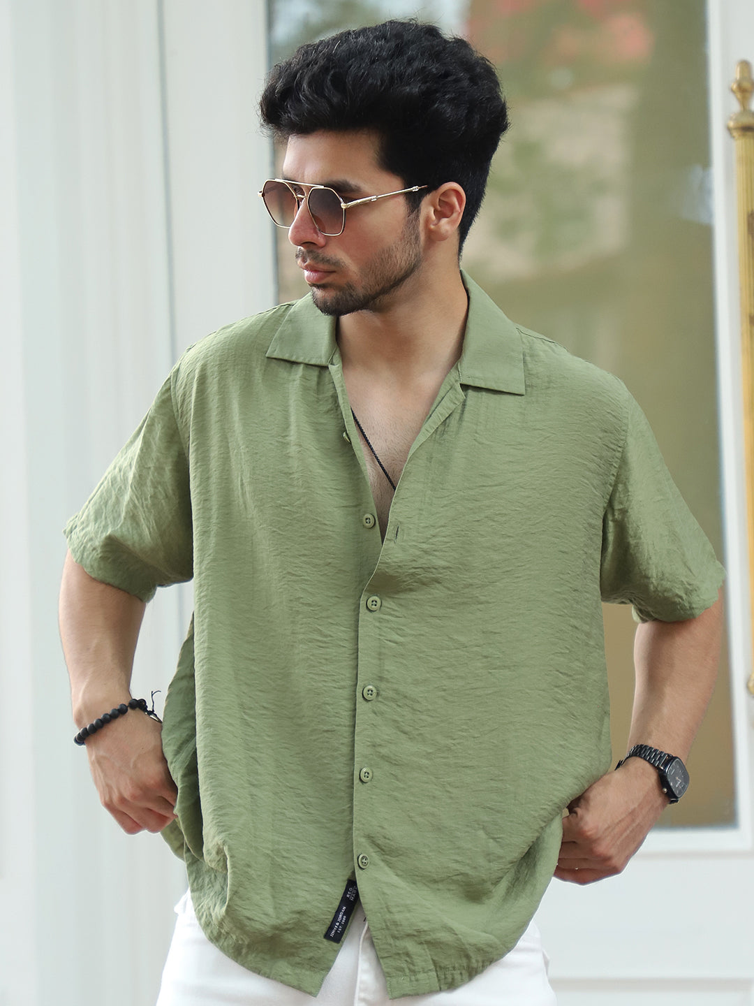 Midnight Command Grass Green Plain Shirt