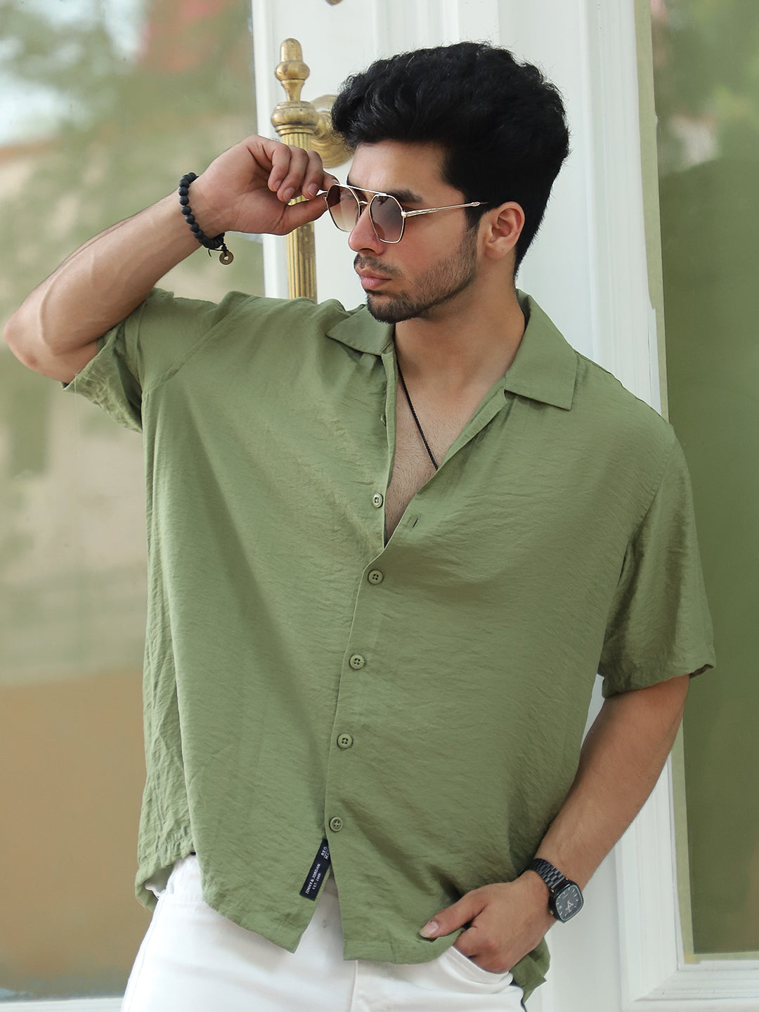 Midnight Command Grass Green Plain Shirt