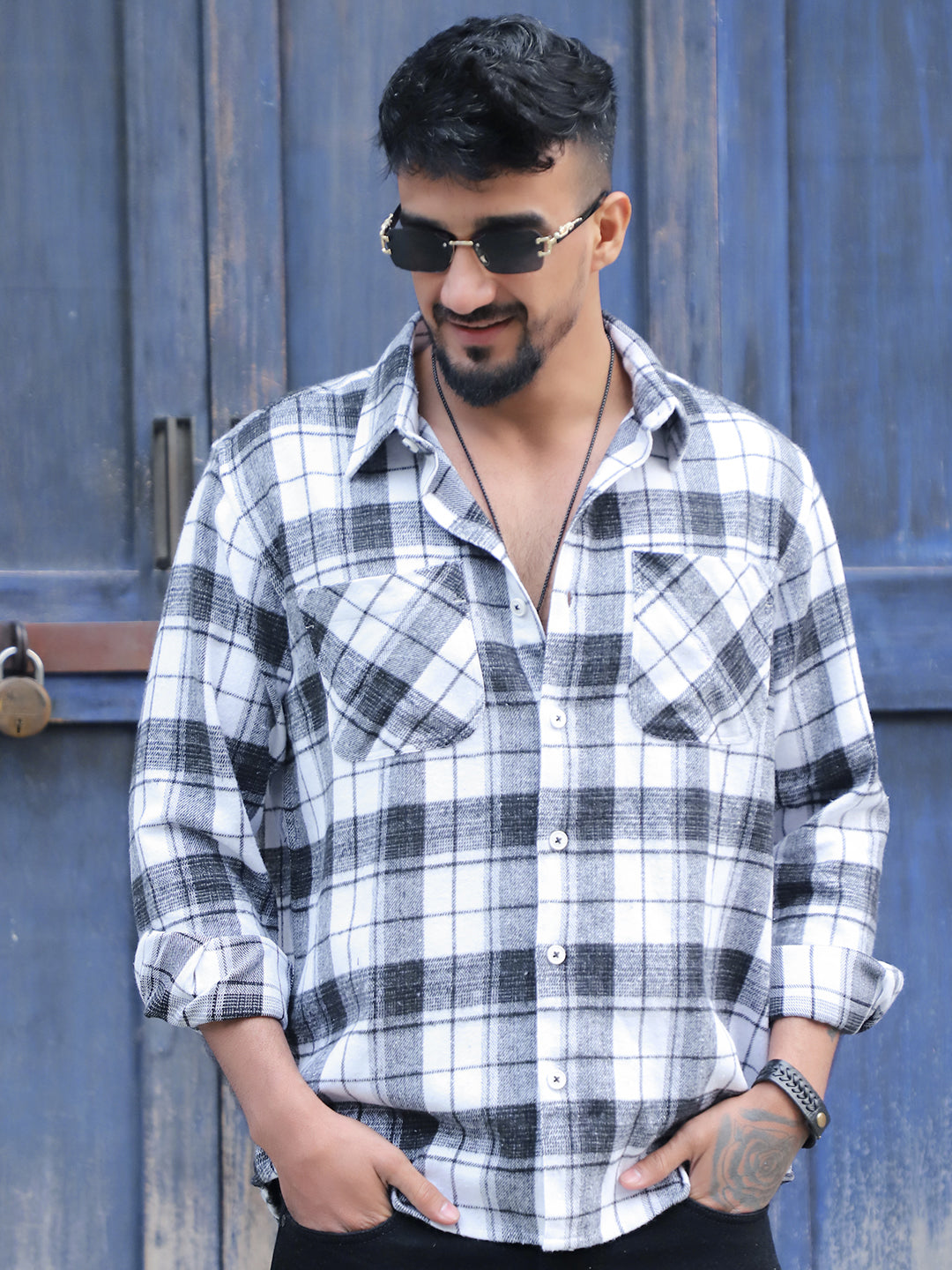 Old Town Black Check Full Sleeve Shirt