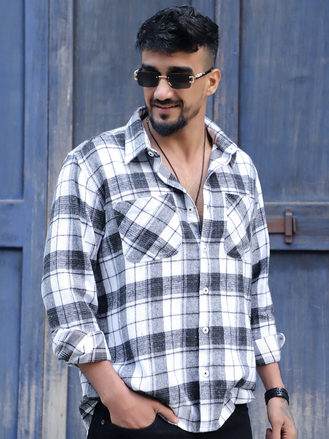 Old Town Black Check Full Sleeve Shirt