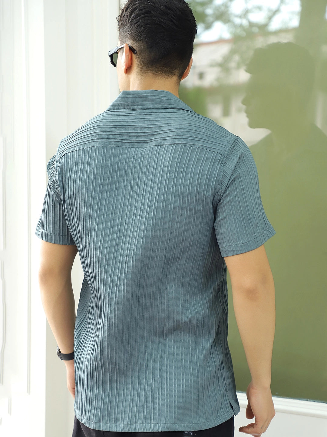 Lush Teal Green Half Sleeve Shirt