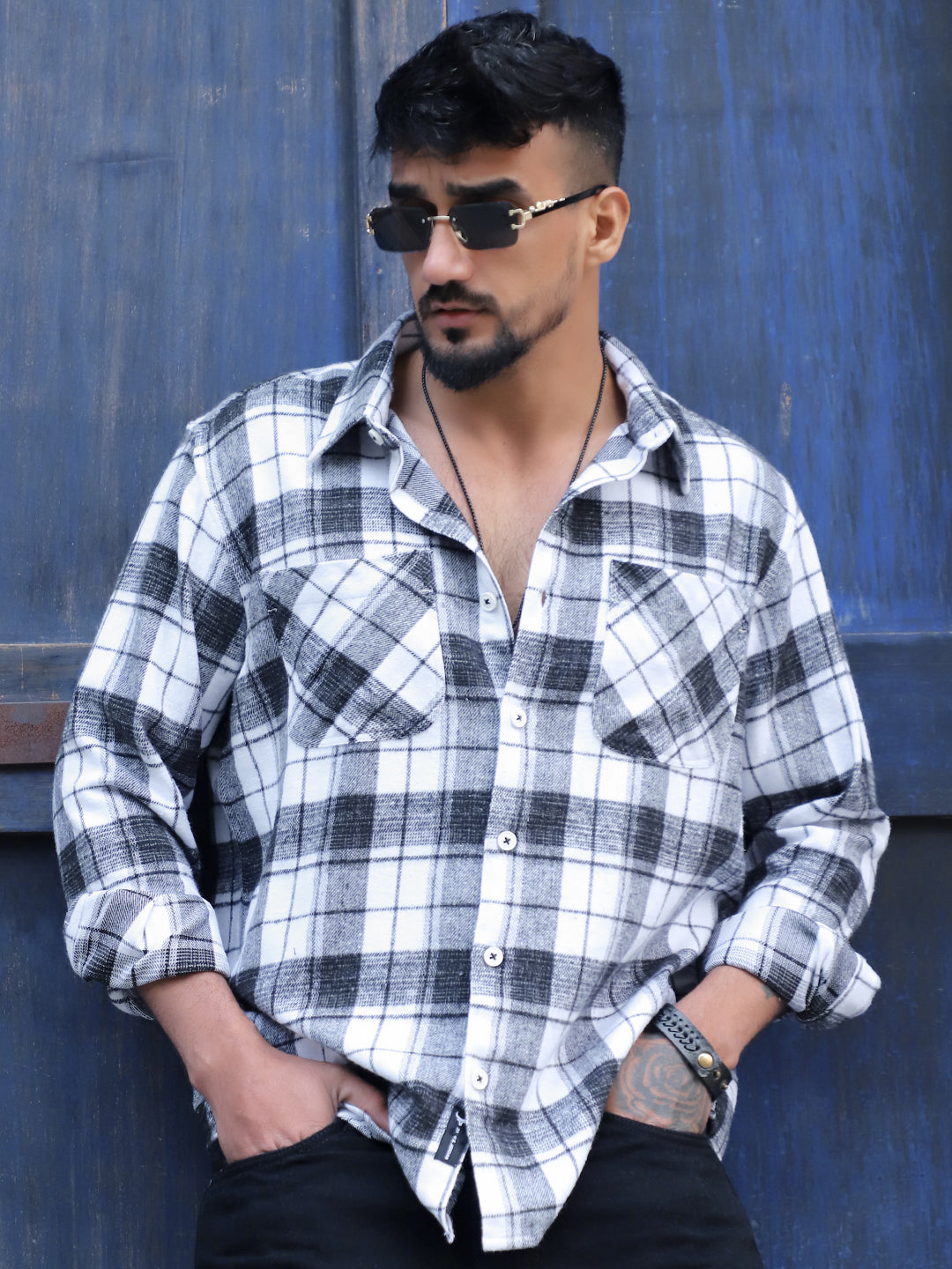 Old Town Black Check Full Sleeve Shirt