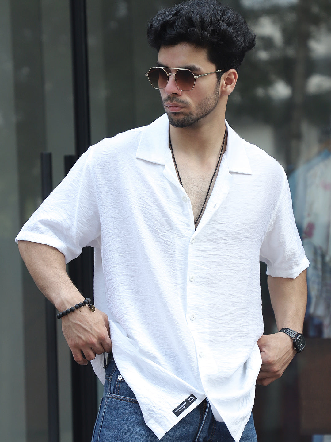 Midnight Command White Plain Shirt
