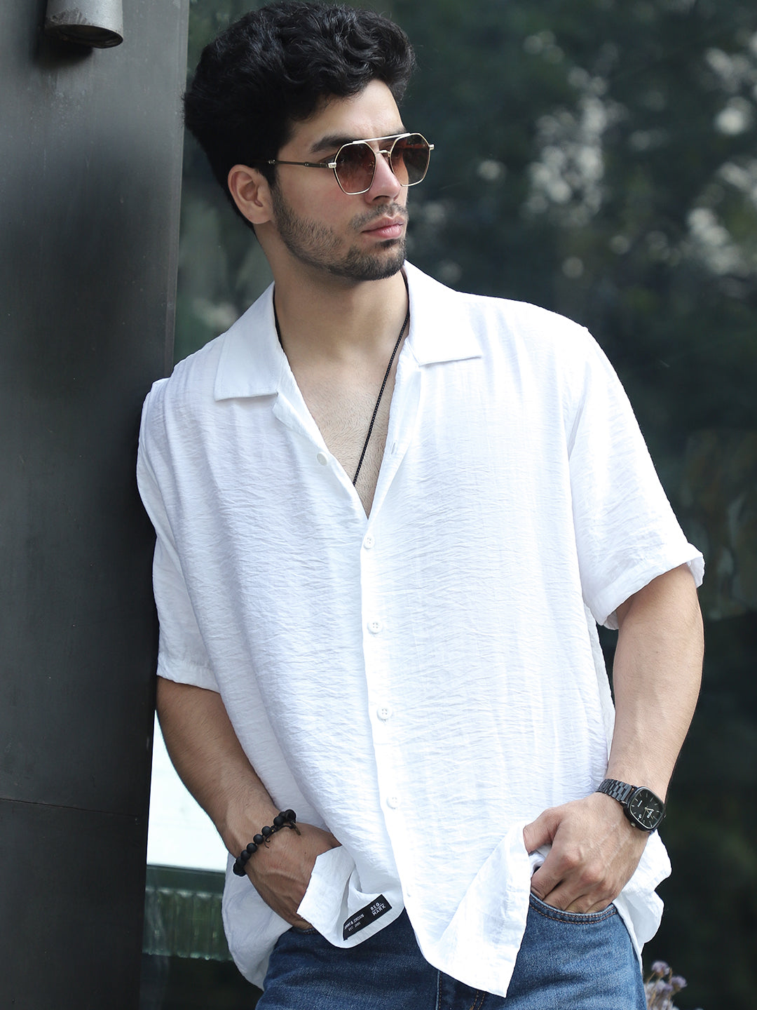 Midnight Command White Plain Shirt