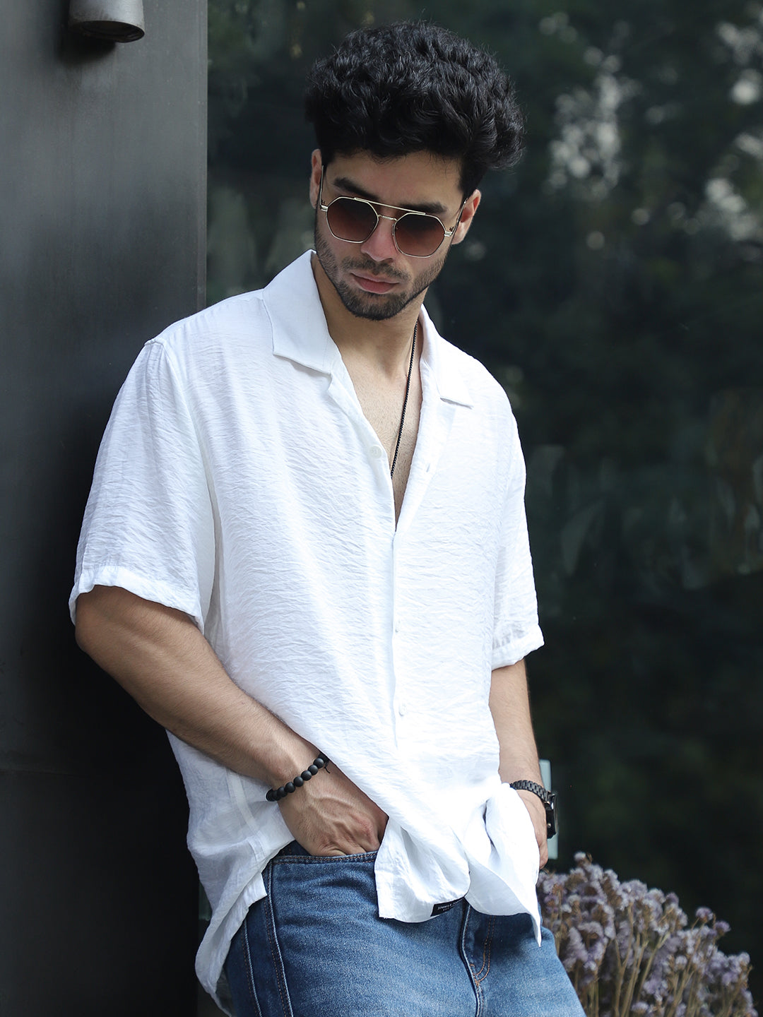 Midnight Command White Plain Shirt