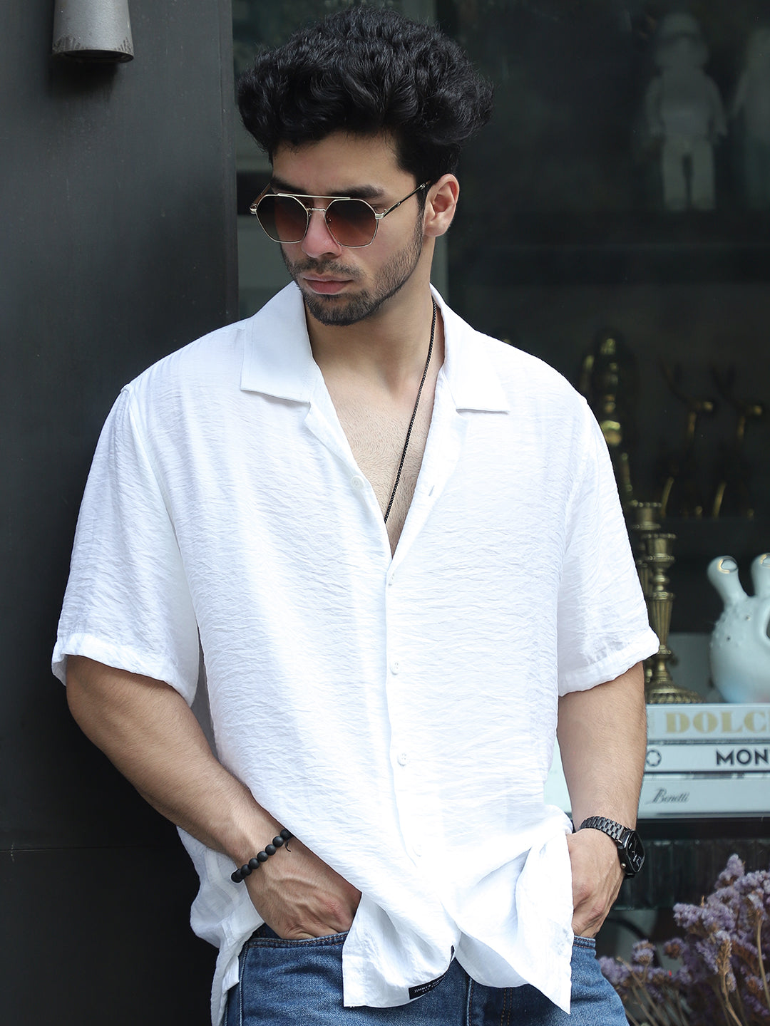 Midnight Command White Plain Shirt