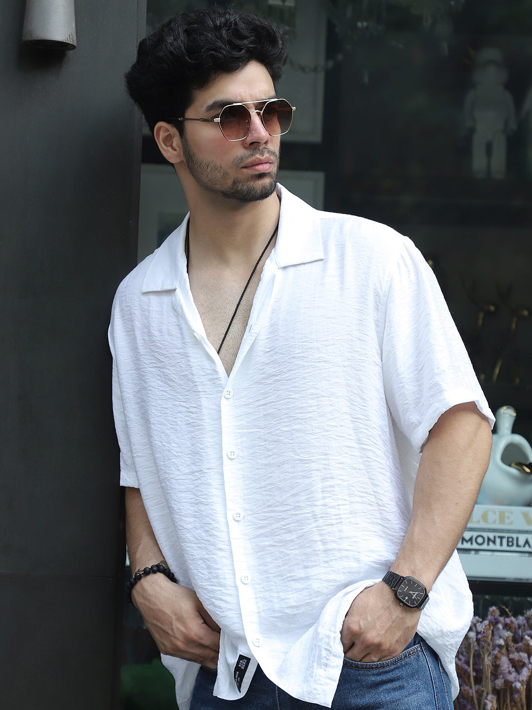 Midnight Command White Plain Shirt