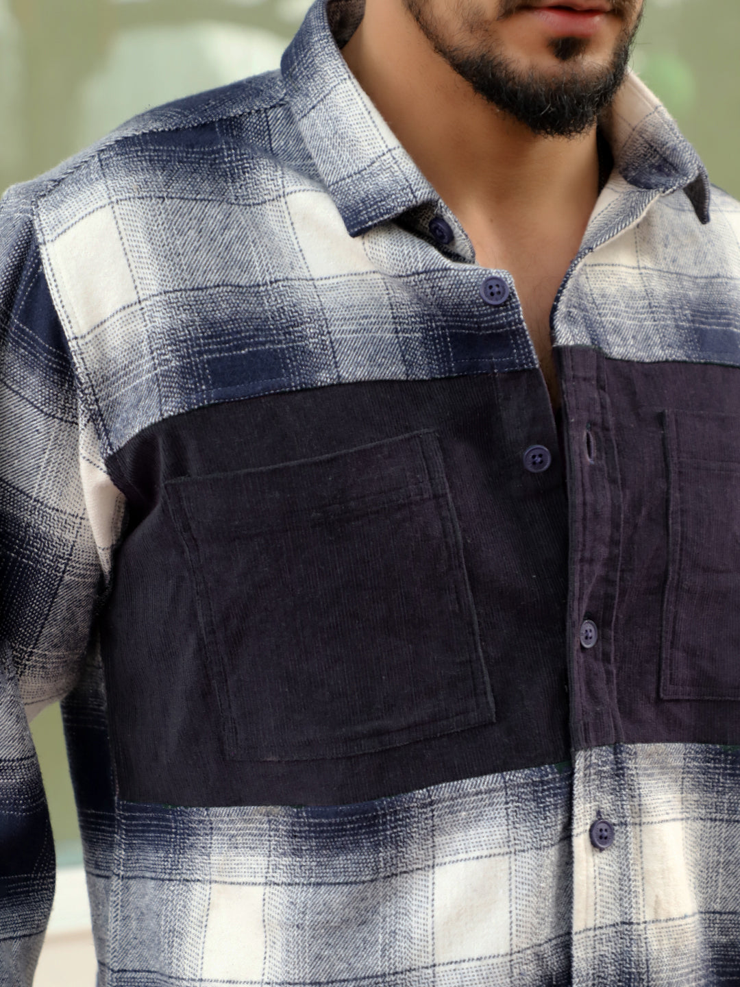 Thunderbird Navy Blue Check Full Sleeve Shirt