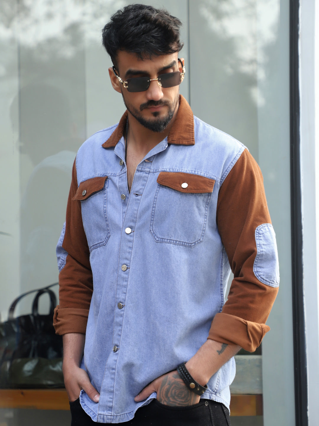Luxe Fit Sapphire Blue Washed Denim Shirt