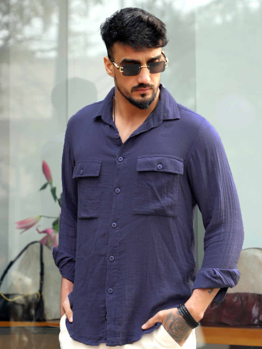Vero Vibe Lucas Double Clothe Yale Blue Shirt