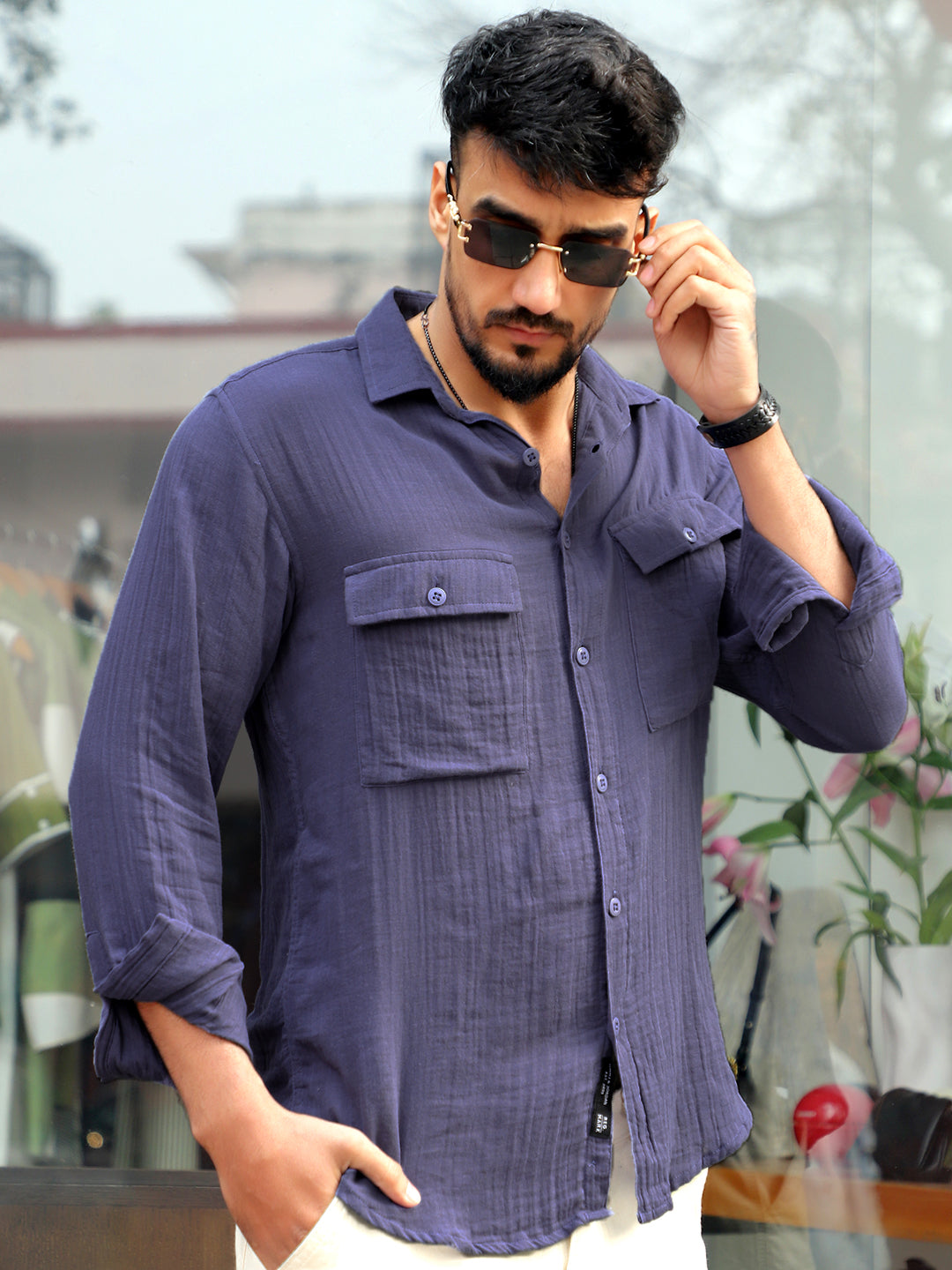 Vero Vibe Lucas Double Clothe Yale Blue Shirt