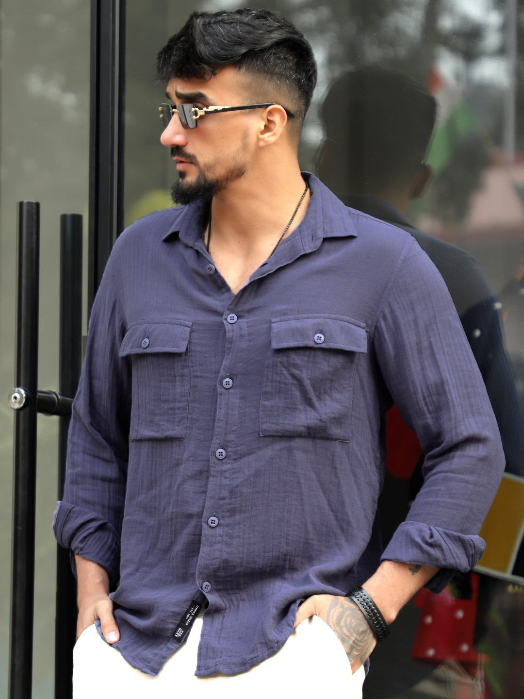 Vero Vibe Lucas Double Clothe Yale Blue Shirt