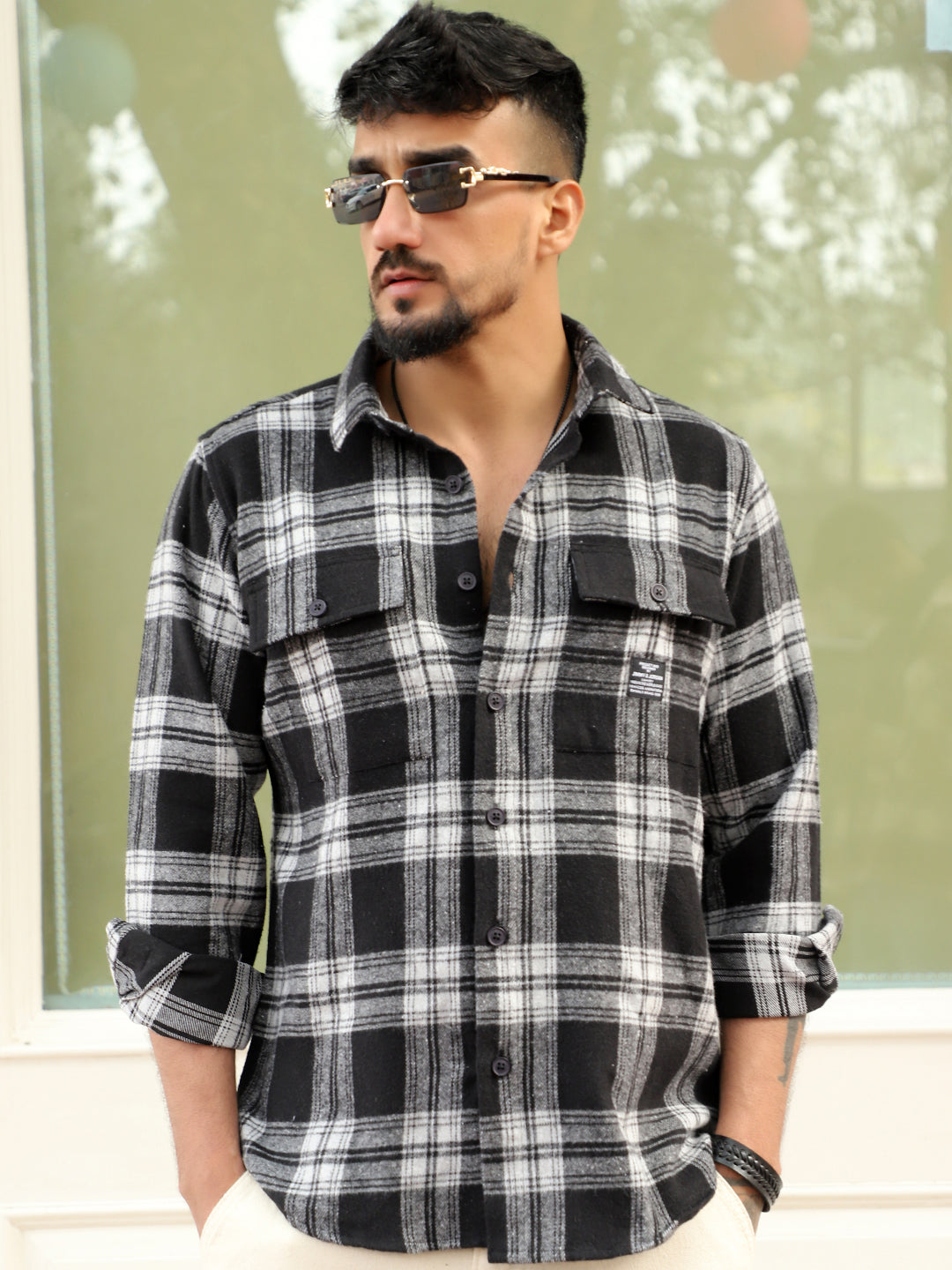 IronHawk Black Check Full Sleeve Shirt