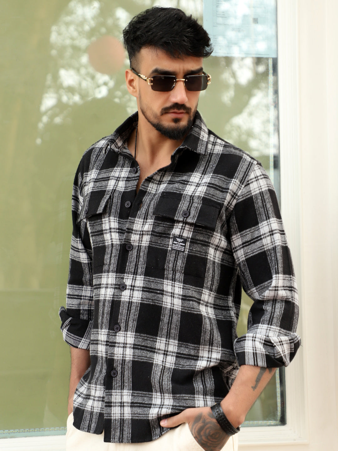 IronHawk Black Check Full Sleeve Shirt