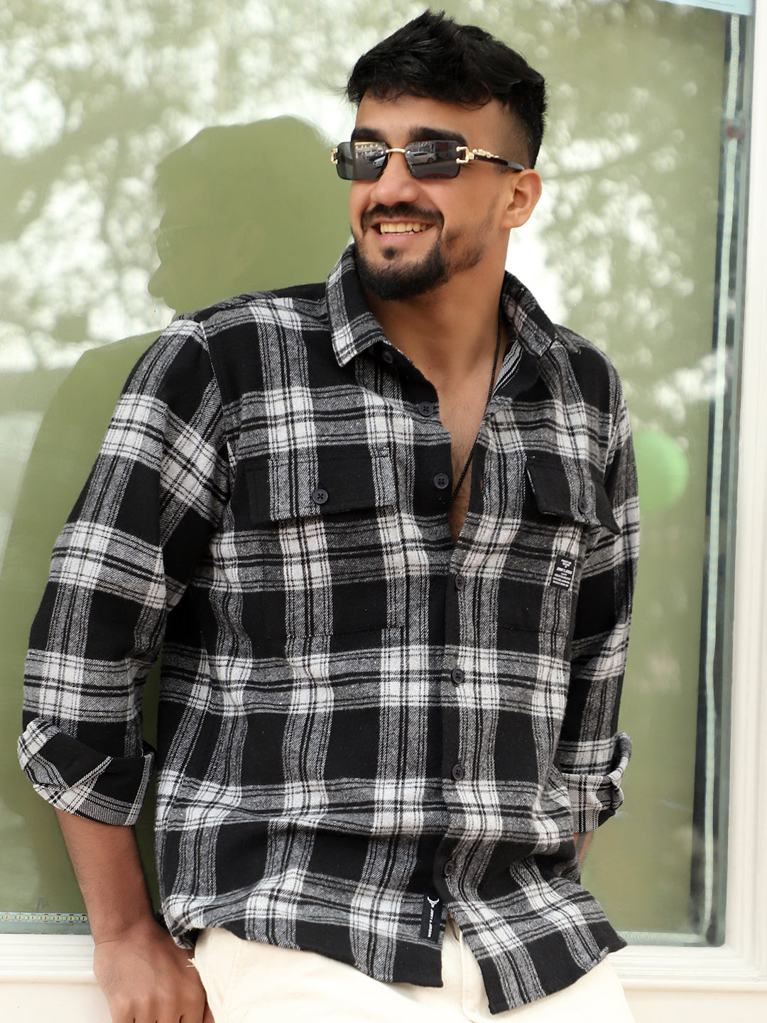 IronHawk Black Check Full Sleeve Shirt