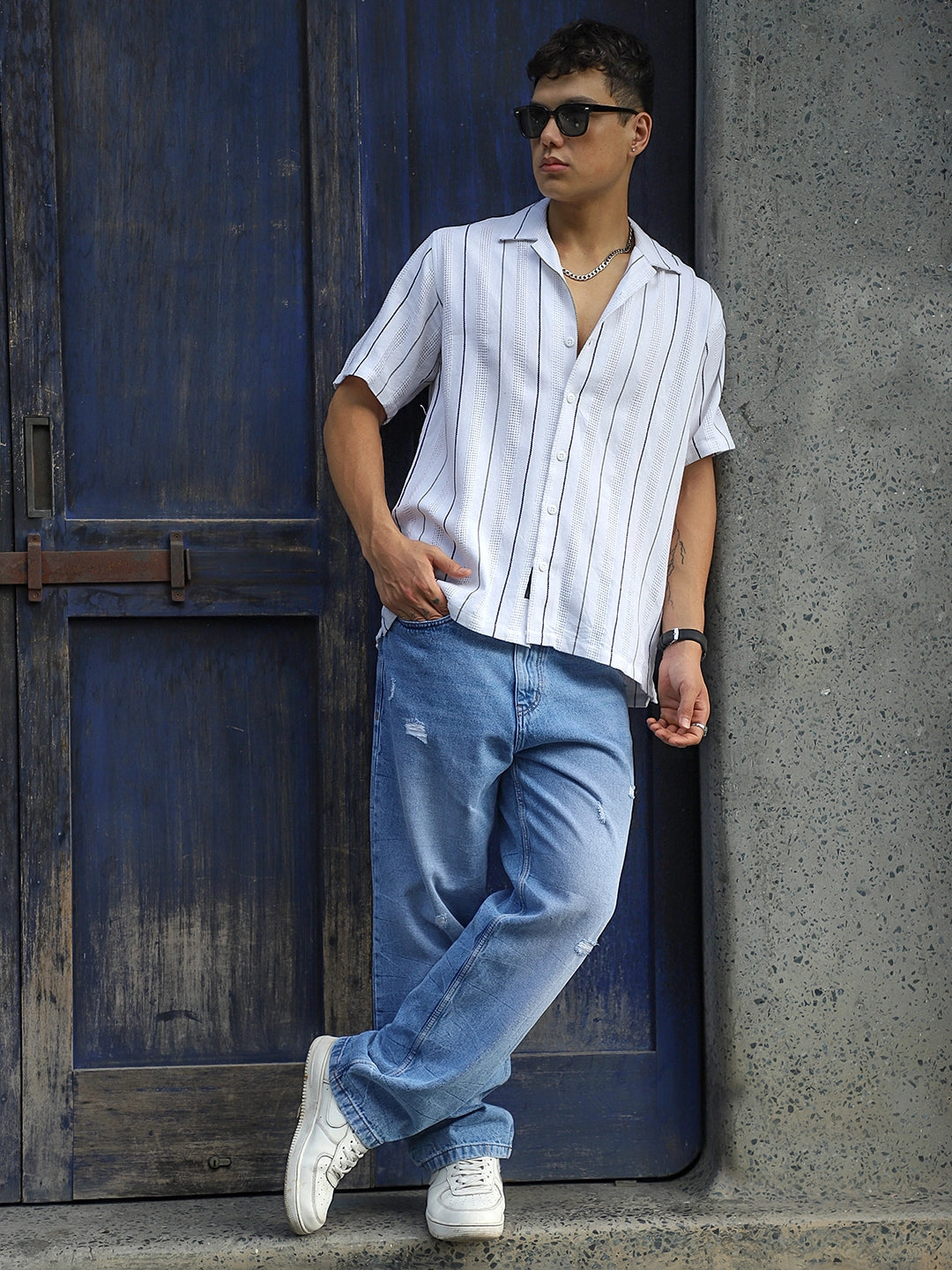 Darkforce Light Blue Baggy Fit Jeans