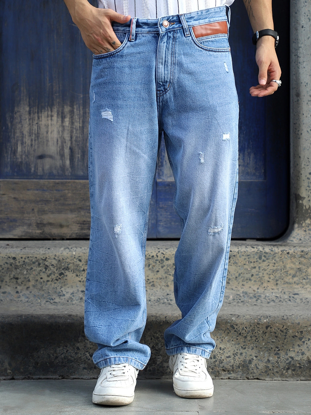 Darkforce Light Blue Baggy Fit Jeans