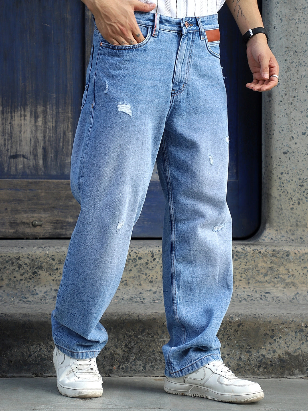 Darkforce Light Blue Baggy Fit Jeans